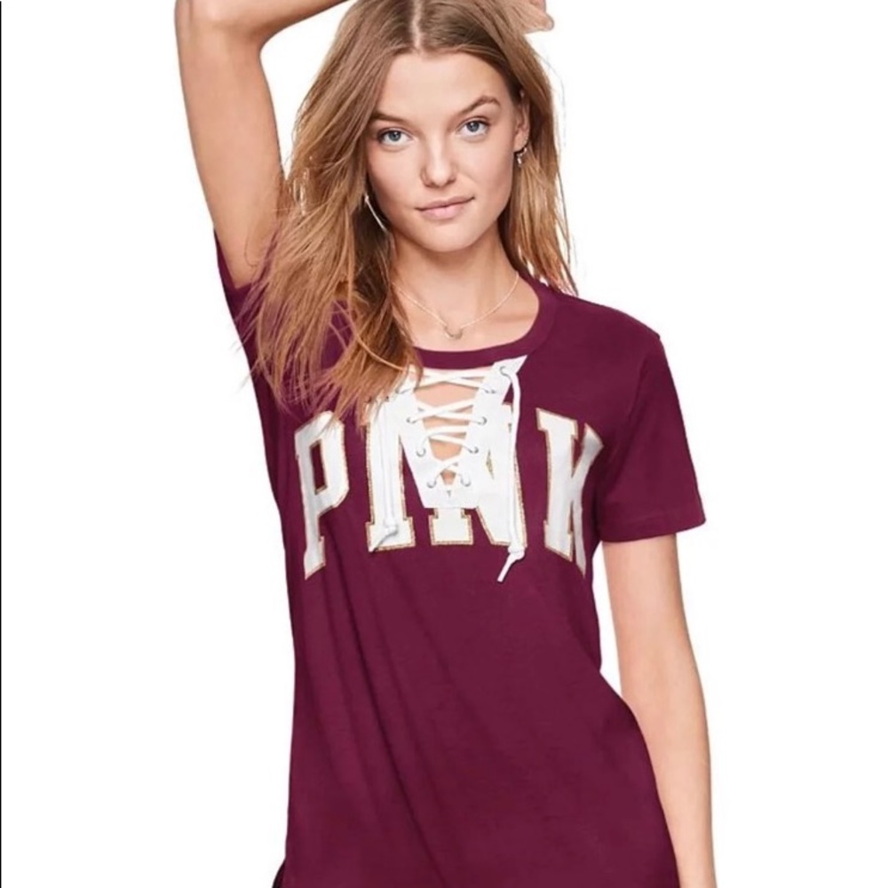 Pink lace up Campus tee